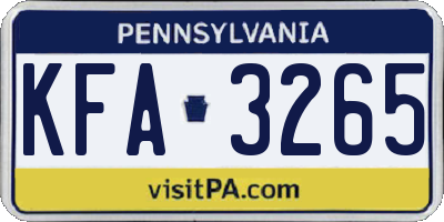 PA license plate KFA3265