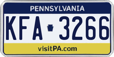 PA license plate KFA3266