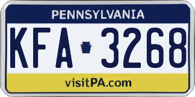 PA license plate KFA3268