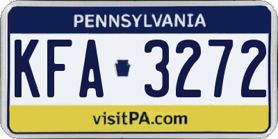 PA license plate KFA3272