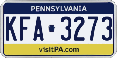 PA license plate KFA3273