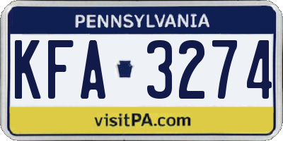 PA license plate KFA3274
