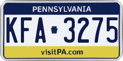 PA license plate KFA3275