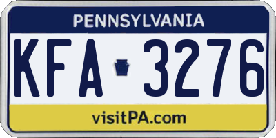 PA license plate KFA3276