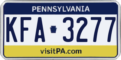 PA license plate KFA3277