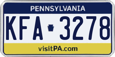 PA license plate KFA3278
