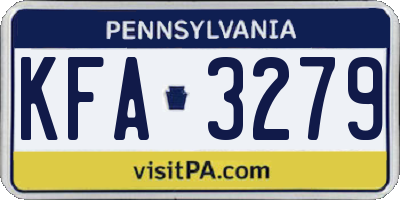 PA license plate KFA3279