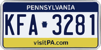 PA license plate KFA3281