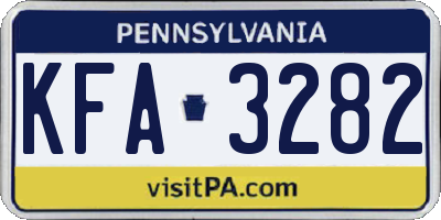PA license plate KFA3282