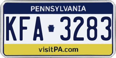 PA license plate KFA3283