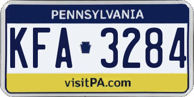 PA license plate KFA3284