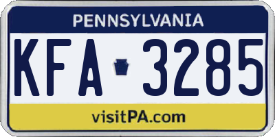 PA license plate KFA3285