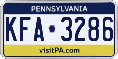 PA license plate KFA3286