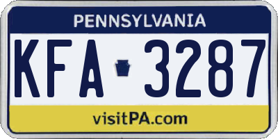 PA license plate KFA3287