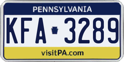 PA license plate KFA3289