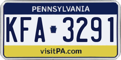 PA license plate KFA3291