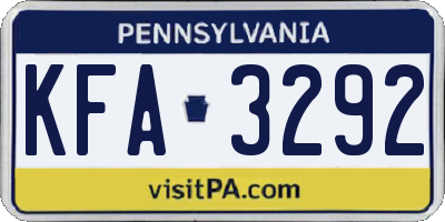 PA license plate KFA3292