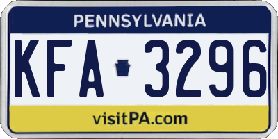PA license plate KFA3296
