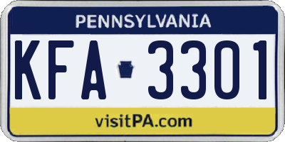 PA license plate KFA3301