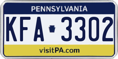 PA license plate KFA3302