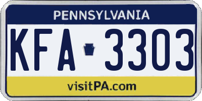 PA license plate KFA3303