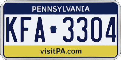PA license plate KFA3304