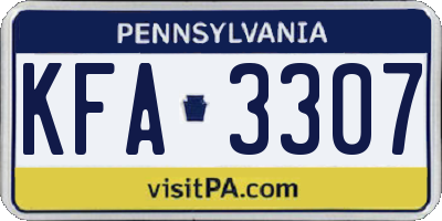 PA license plate KFA3307