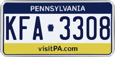 PA license plate KFA3308
