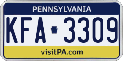 PA license plate KFA3309