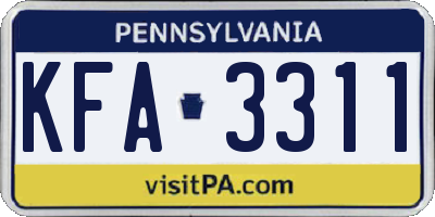 PA license plate KFA3311