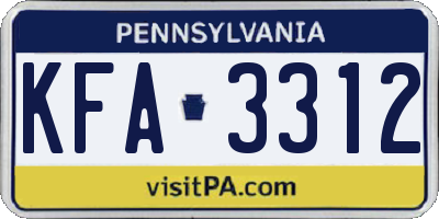 PA license plate KFA3312