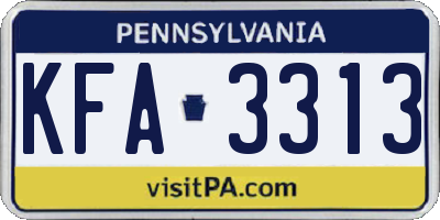 PA license plate KFA3313