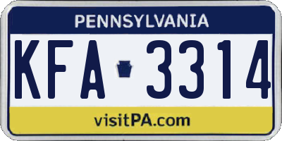 PA license plate KFA3314