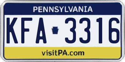 PA license plate KFA3316