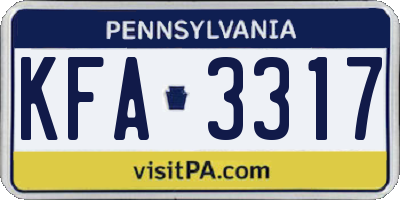 PA license plate KFA3317