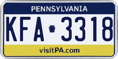 PA license plate KFA3318