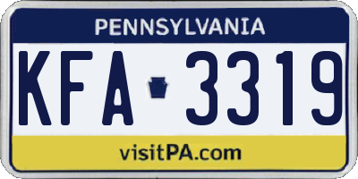 PA license plate KFA3319