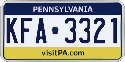 PA license plate KFA3321