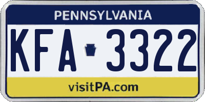 PA license plate KFA3322