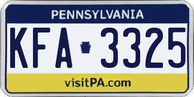 PA license plate KFA3325