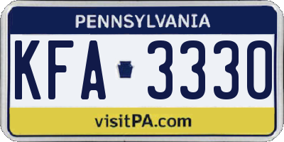PA license plate KFA3330
