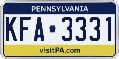 PA license plate KFA3331
