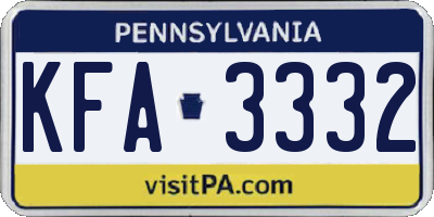 PA license plate KFA3332
