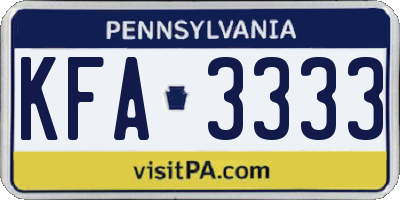 PA license plate KFA3333