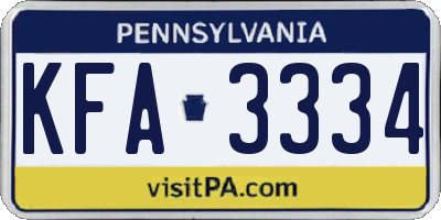 PA license plate KFA3334