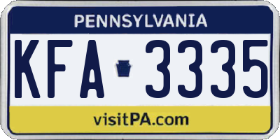 PA license plate KFA3335