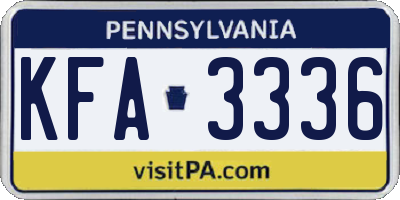 PA license plate KFA3336