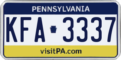 PA license plate KFA3337