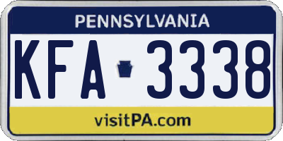 PA license plate KFA3338