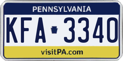 PA license plate KFA3340